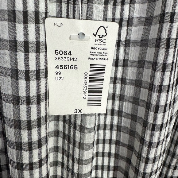Addition Elle Long Sleeve Off the Shoulder Gingham Midi Dress Size 3x NWT - Picture 14 of 15